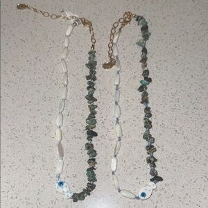 Ariana Ost Elegant Beaded Necklace Set - White and Green